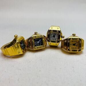 Y2K Vintage Retro Gold Square Watch Ring – Unisex, Adjustable, Brand New